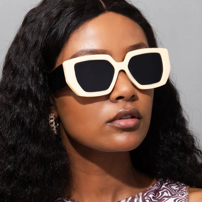 Vintage Square Sunglasses Women Men Wide Leg Big Frame Sun Glasses Black Green Shades UV400 Oculos Gafas De Sol Luxury Brand
