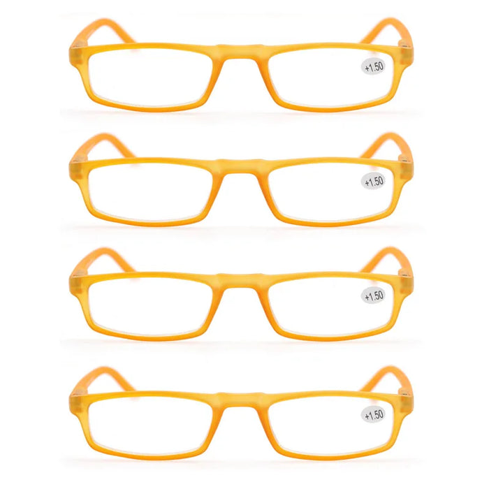 4 Paires Reading Glasses for Men Women Narrow Square Frame Readers Eyeglasses Spring Hinge with Diopter