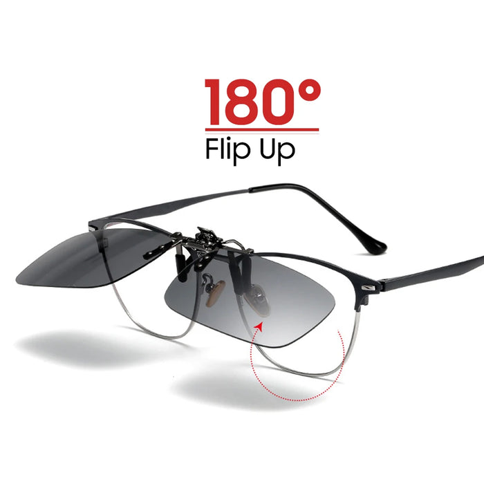 VIVIBEE Lunettes de soleil à clipser bleues effet miroir pour homme, à verres carrés polarisés, en métal, pour la pêche, la conduite de nuit, anti-UV400, pour femme
