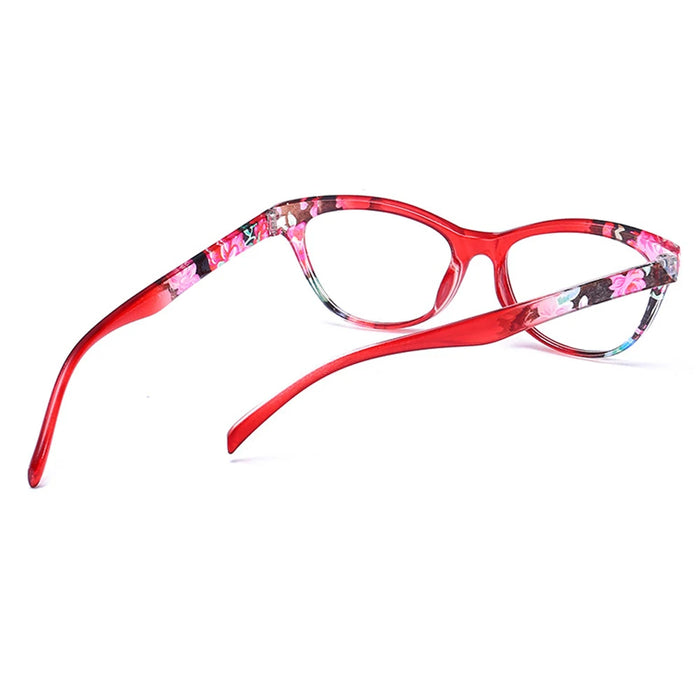 New Reading Glasses Women Flower Leg Cat Eye Frame Presbyopic Glasses PC Red  Fast Sight Eyewear Fast Shipping