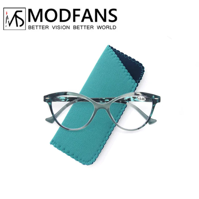 MODFANS Gafas de lectura de ojo de gato para mujer, con bisagra de resorte, ligeras, para presbicia, con dioptrías de +0.5 a +4.0