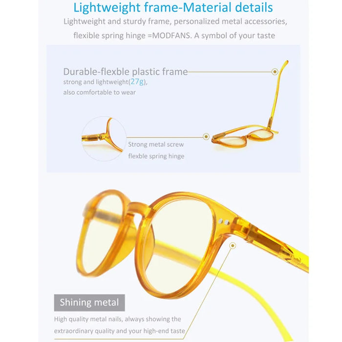 Gafas de Lectura con Filtro de Luz Azul para Mujer y Hombre, Redondas, Vintage, para Ordenador, Presbicia, Aumento de +1.0 a +4.0