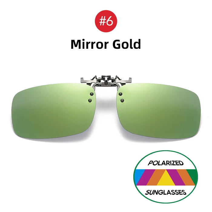 VIVIBEE Lunettes de soleil à clipser bleues effet miroir pour homme, à verres carrés polarisés, en métal, pour la pêche, la conduite de nuit, anti-UV400, pour femme