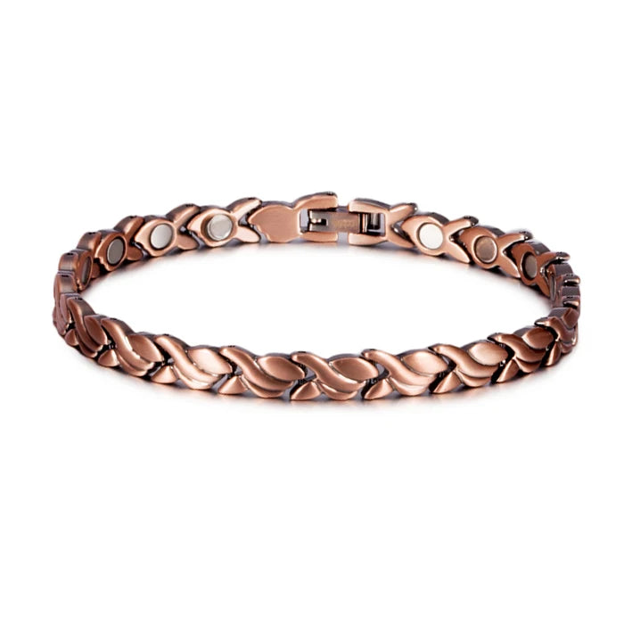Vinterly Magnetic Pure Copper Bracelets for Women 6.5mm Vintage Chain Health Energy Magnet Arthritis Pain Relief Women Jewelry