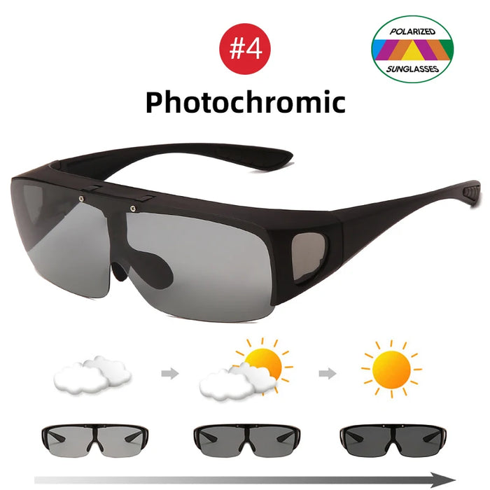 VIVIBEE Lunettes de soleil polarisées à clipser sur lunettes de vue, pour hommes, de conduite, protection UV400, photochromiques, pour la pêche, les activités de plein air, femmes