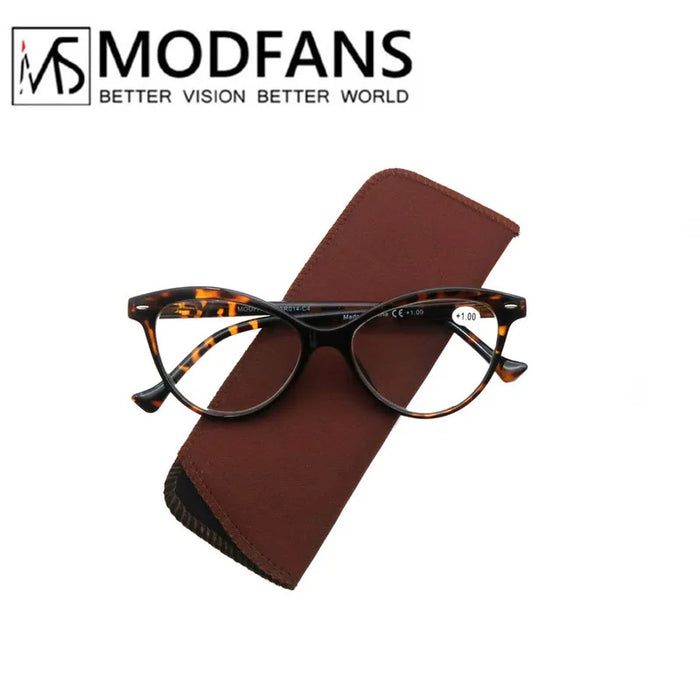 MODFANS Gafas de lectura de ojo de gato para mujer, con bisagra de resorte, ligeras, para presbicia, con dioptrías de +0.5 a +4.0