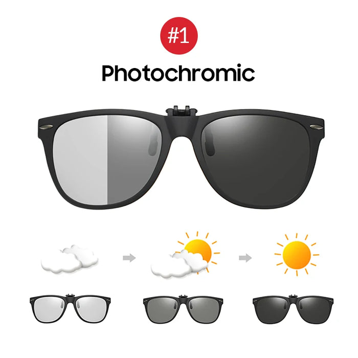VIVIBEE Men Photochromic Polarized Lens Flip Up Clip on Sunglasses Women Driving Sun Glasses with Clips 2026 Trending Product