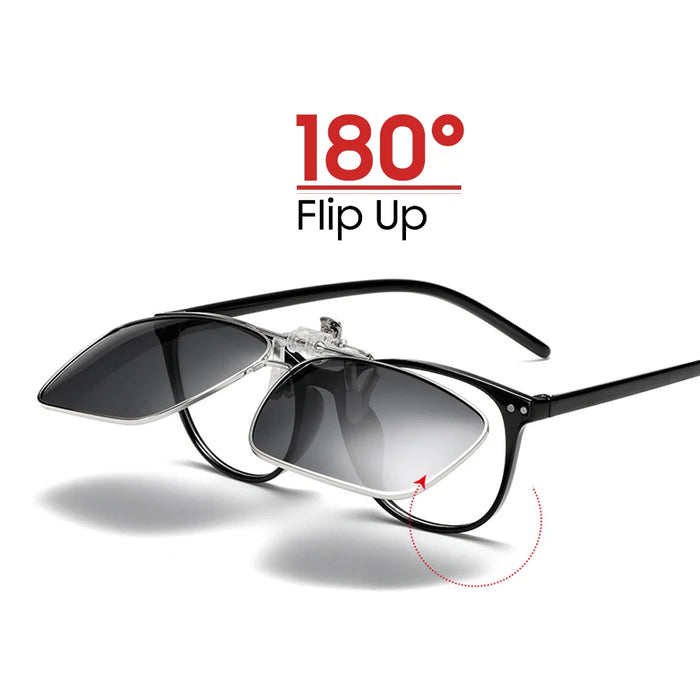 VIVIBEE Mens Metal Clip on Sunglasses Polarized Eyeglasses UV400 Women Square Night Vision Driving Sun Glasses