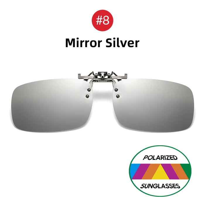 VIVIBEE Lunettes de soleil à clipser bleues effet miroir pour homme, à verres carrés polarisés, en métal, pour la pêche, la conduite de nuit, anti-UV400, pour femme