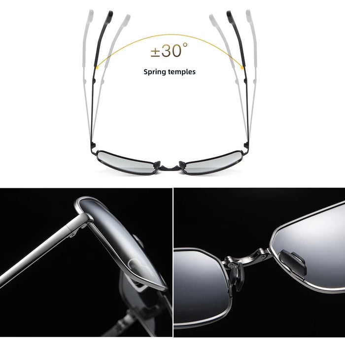 VIVIBEE Gafas de Sol Plegables Fotocromáticas para Hombre con Lentes Polarizadas Rectangulares de Metal, Gafas de Sol Masculinas para Verano 2026, Productos en Tendencia