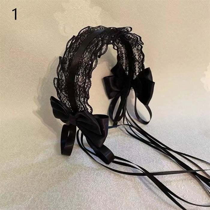 1PC Kawaii Cat Ears Headband Lace Bow Head Wrap Lolita Wedding Party Cosplay Maid Headdress Women Girls Anime Hair Accessories