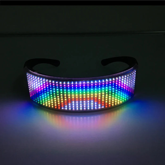 Gafas de Fiesta LED Bluetooth con Control de Aplicación, Idiomas Personalizados, Carga USB, Gafas Luminosas Intermitentes, Gafas de Sol para Conciertos de Navidad