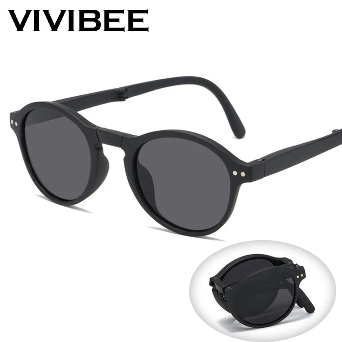VIVIBEE Women Square Folding Sunglasses 2026 Trending Product Black UV400 Spring Hinge Eyewear Men Retro Mirror Red Sun Glasses