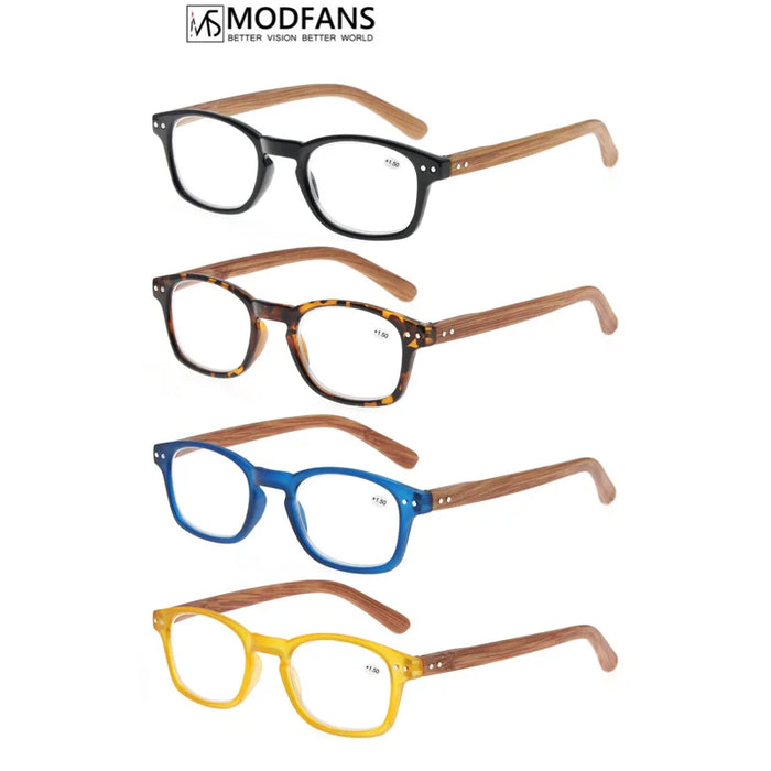 Reading Glasses for Men Women Fashion Wood-Look Plastic Eyeglass Frame Spring Hinge Stylish Readers Magnifying Glass Eyewear