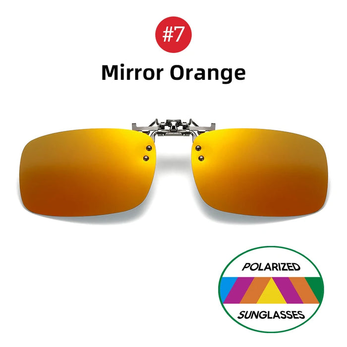 VIVIBEE Lunettes de soleil à clipser bleues effet miroir pour homme, à verres carrés polarisés, en métal, pour la pêche, la conduite de nuit, anti-UV400, pour femme