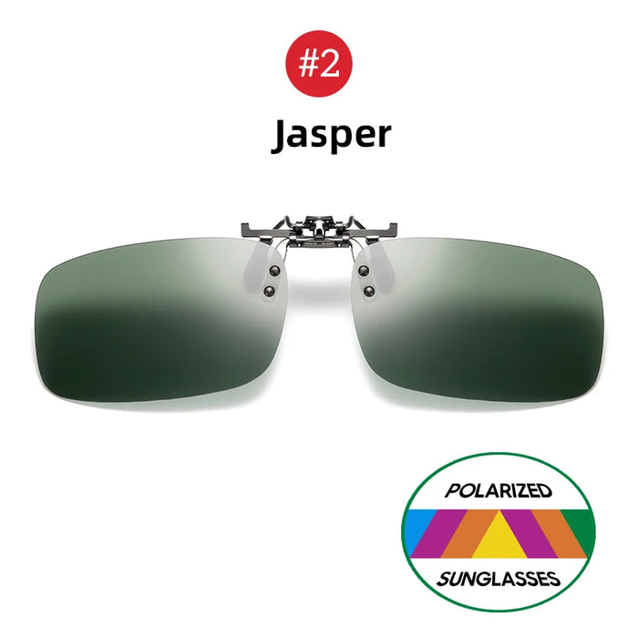 VIVIBEE Lunettes de soleil à clipser bleues effet miroir pour homme, à verres carrés polarisés, en métal, pour la pêche, la conduite de nuit, anti-UV400, pour femme