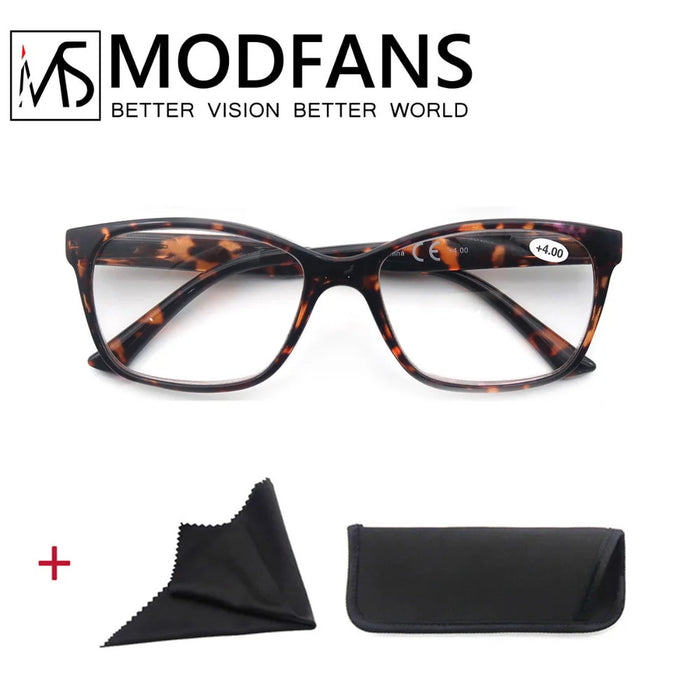 Oversized Reading Glasses Women Rectangle Leopard Frame Readers Presbyopic Eyeglasses Magnification Strength +1.0 to+4.0