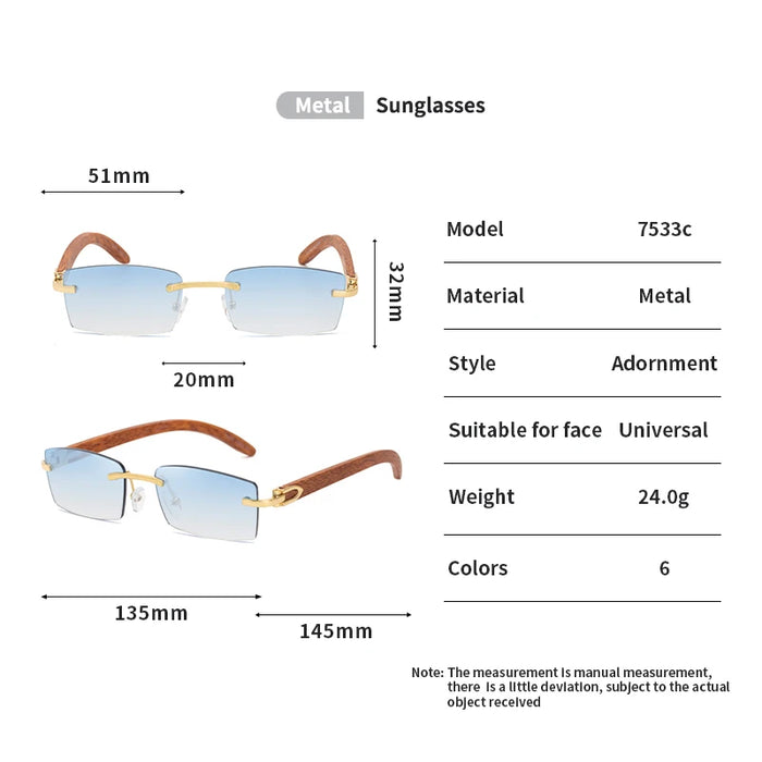 Punk Rimless Rectangle Sunglasses Men 2026 Fashion Vintage Trendy Small Square Sun Glasses for Male Frameless Eyewear UV400