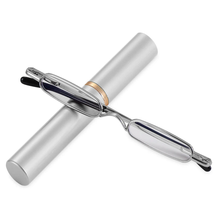1PC Mini Portable Metal Reading Glasses With Case Vision Care Retro Light Weight Resin Lens Readers Presbyopic Eyeglass+1.0~+4.0