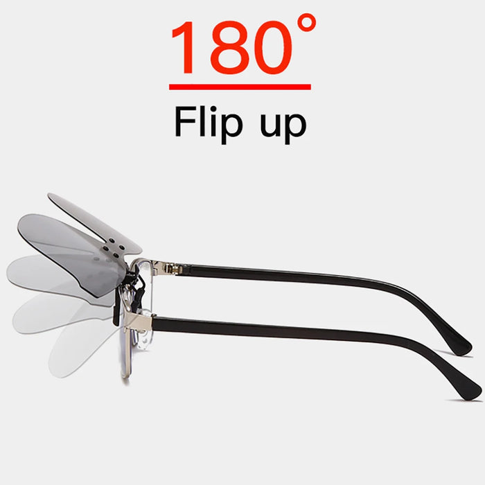 VIVIBEE Square Mirror Men's Clip on Polarized Night Driving Glasses Yellow UV400 Women Sunglasses Fishing Clips