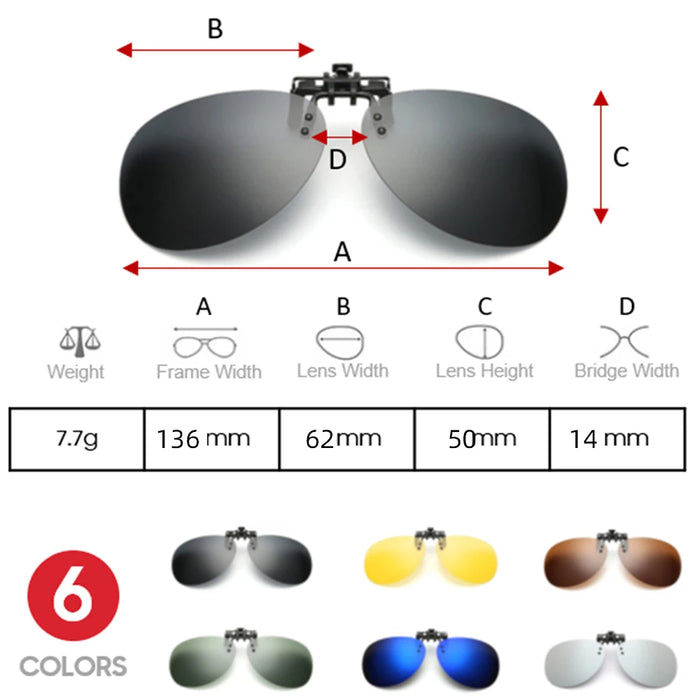 VIVIBEE Rimless Pilot Flip Up Clip on Sunglasses Oversized Men Polarized Clips Aviation Big Size Driving Women UV400 Glasses