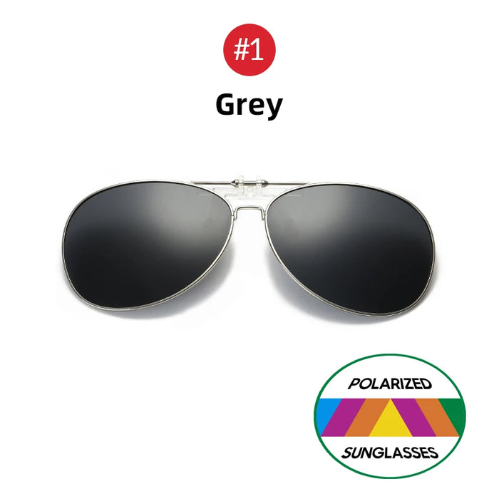 VIVIBEE Oversized Pilot Flip Up Clip on Sunglasses Polarized Men Driving Alloy Frame Big Size Women Aviation Glasses Clips