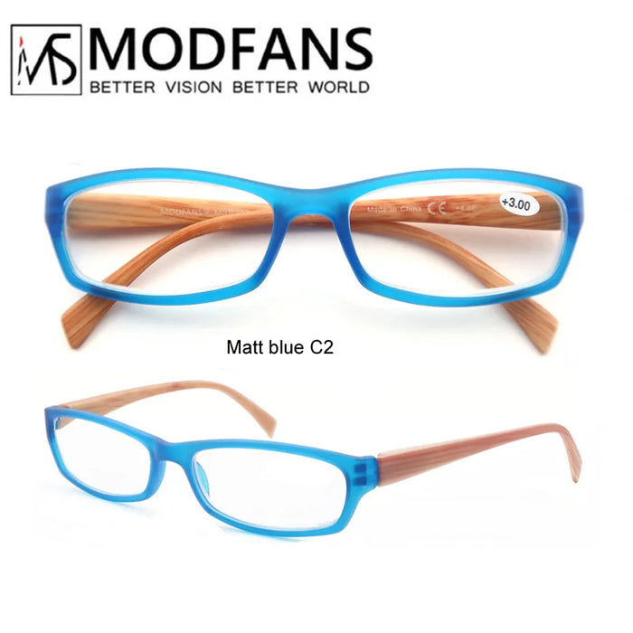 Reading Glasses Women Rectangular Frame Readers Eyeglasses Wood-Look Printed Legs for Mens Presbyopic Glasses +1.0+2.0+3.0+4.0