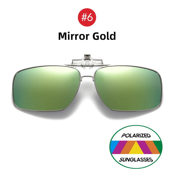 VIVIBEE Mens Metal Clip on Sunglasses Polarized Eyeglasses UV400 Women Square Night Vision Driving Sun Glasses