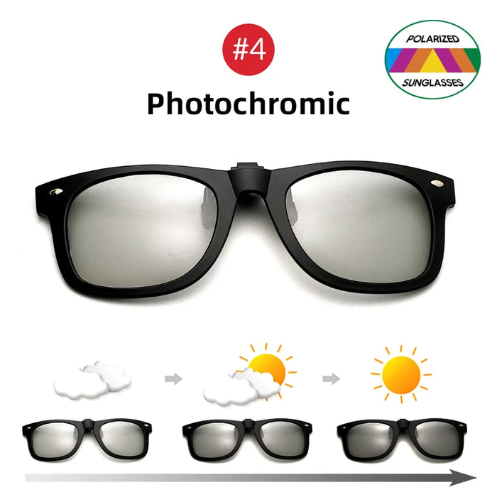 VIVIBEE Flip Up Clip on Sun Glasses for Men Driving Sunglasses Light Fishing Female Anti-UVA UVB Polarized Night Vision Lens