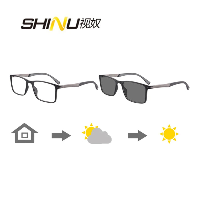 Gafas de lectura bifocales fotocromáticas para hombre, para ver de cerca, gafas de sol grises para presbicia, personalizables con grado de cilindro
