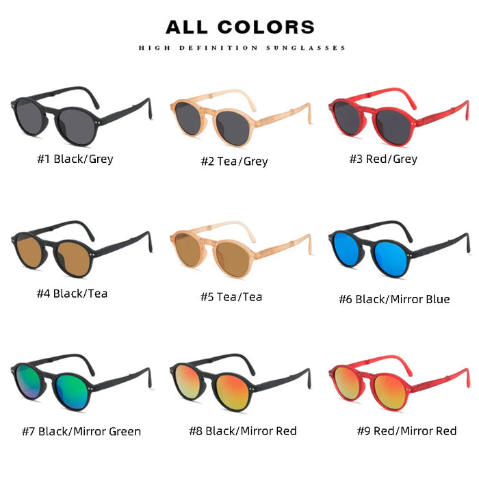 VIVIBEE Women Square Folding Sunglasses 2026 Trending Product Black UV400 Spring Hinge Eyewear Men Retro Mirror Red Sun Glasses