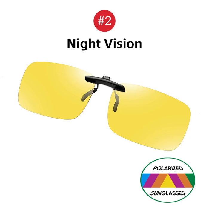 VIVIBEE Mens Fishing Clip On Sunglasses Mirror Blue Eyeglasses Polarized UV400 Women Square Night Vision Driving Sun Glasses