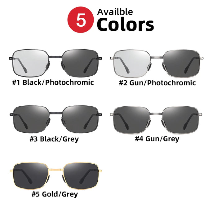 VIVIBEE Gafas de Sol Plegables Fotocromáticas para Hombre con Lentes Polarizadas Rectangulares de Metal, Gafas de Sol Masculinas para Verano 2026, Productos en Tendencia