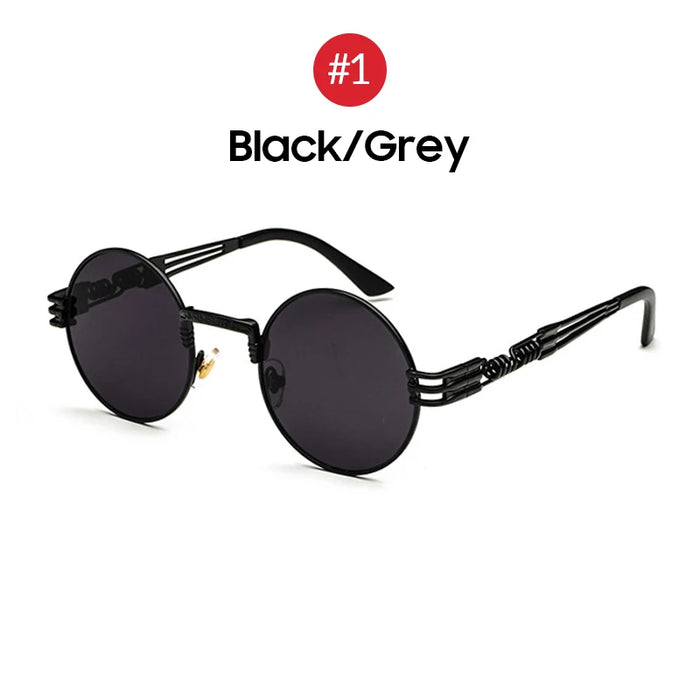 VIVIBEE 2026 Trend Black Red Round Punk Sunglasses Women Hip Hop Sun Glasses Men Steampunk Goggle Luxury Rock Accessories