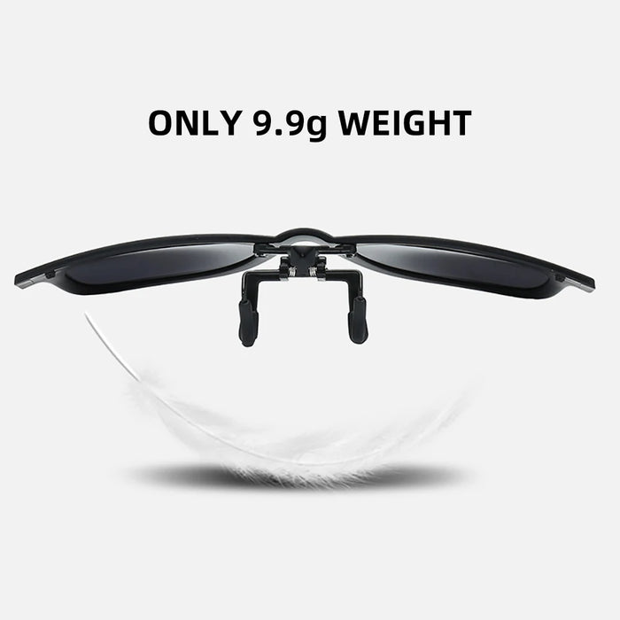 VIVIBEE Flip Up Clip on Sun Glasses for Men Driving Sunglasses Light Fishing Female Anti-UVA UVB Polarized Night Vision Lens