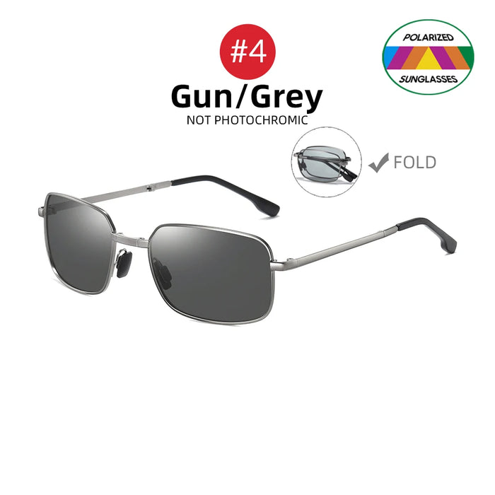 VIVIBEE Gafas de Sol Plegables Fotocromáticas para Hombre con Lentes Polarizadas Rectangulares de Metal, Gafas de Sol Masculinas para Verano 2026, Productos en Tendencia