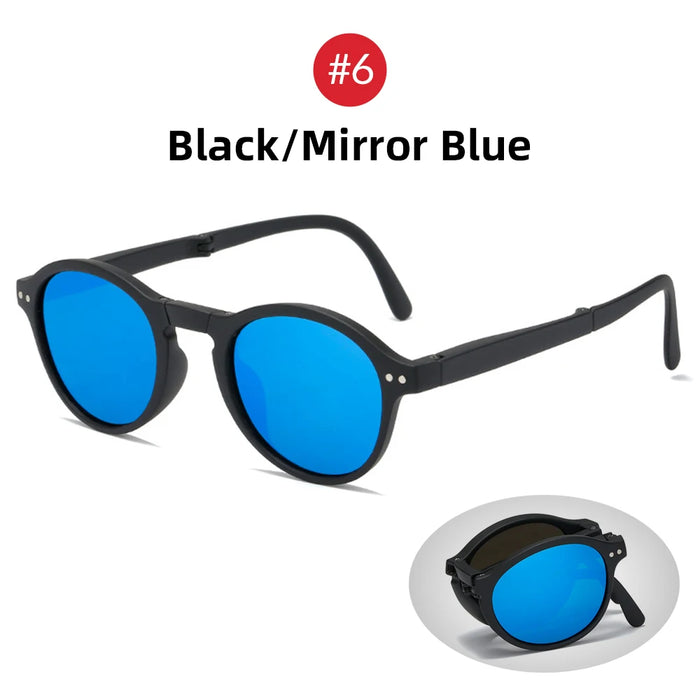 VIVIBEE Women Square Folding Sunglasses 2026 Trending Product Black UV400 Spring Hinge Eyewear Men Retro Mirror Red Sun Glasses