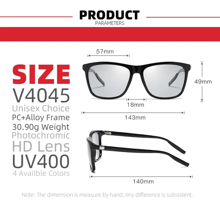 VIVIBEE Gafas de sol polarizadas fotocromáticas de cambio de color, montura gris para hombre, cuadradas clásicas, lentes de transición camaleónicas