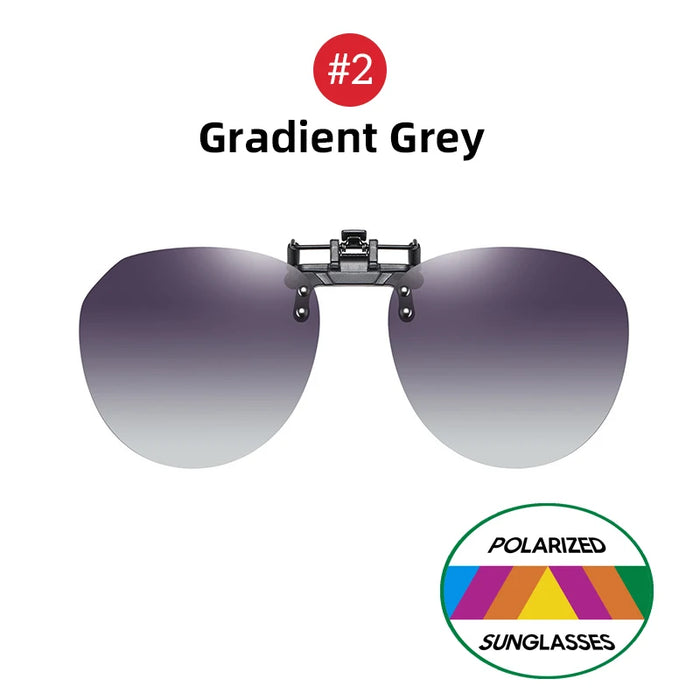 VIVIBEE Big Size Flip Up Clip on Sunglasses Polarized Gradient Grey Lens Oversized Driving UV400  Fishing Accessory