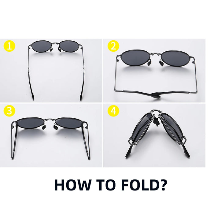 VIVIBEE 2026 Trending Square Black Folding Polarized Sunglasses Women Light Mirror Blue Fold Shades Titanium Alloy Sun Glasses