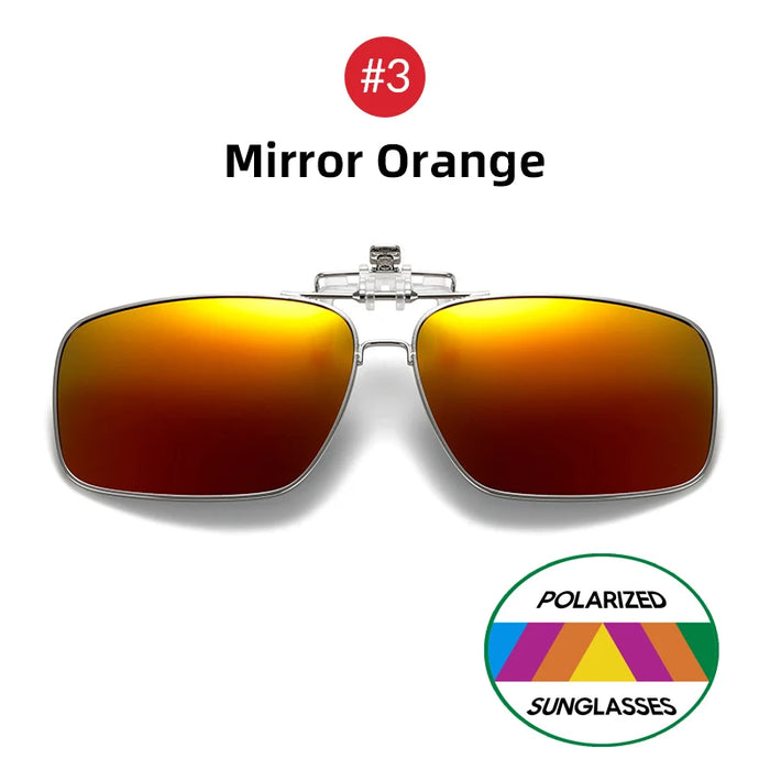 VIVIBEE Mens Metal Clip on Sunglasses Polarized Eyeglasses UV400 Women Square Night Vision Driving Sun Glasses