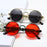 VIVIBEE Lunettes de soleil Steampunk Homme Rondes Lentilles Rouges Lunettes de soleil Punk Noir Métal Style Gothique 2026 Nouveaux Produits Femme Protection UV400