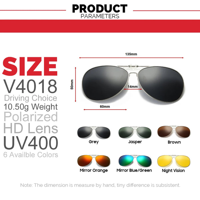 VIVIBEE Oversized Pilot Flip Up Clip on Sunglasses Polarized Men Driving Alloy Frame Big Size Women Aviation Glasses Clips
