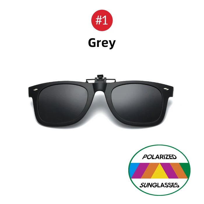 VIVIBEE Flip Up Clip on Sun Glasses for Men Driving Sunglasses Light Fishing Female Anti-UVA UVB Polarized Night Vision Lens