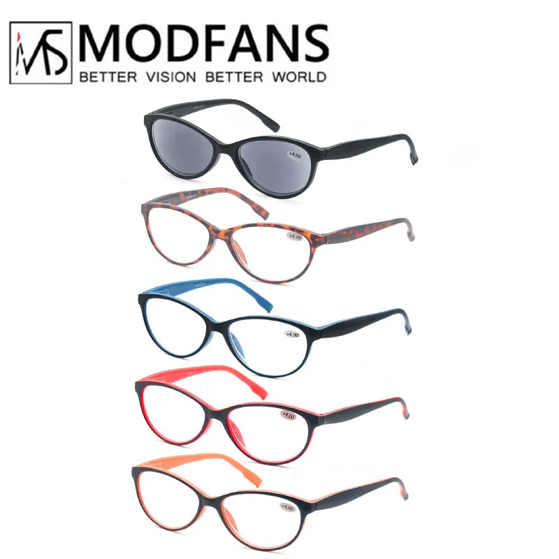Women Reading Sun Glasses Oval Cat-Eye Classic Frame Sunglasses Readers Eyeglasses Spring Hinge Lightweight Wear with Diopter