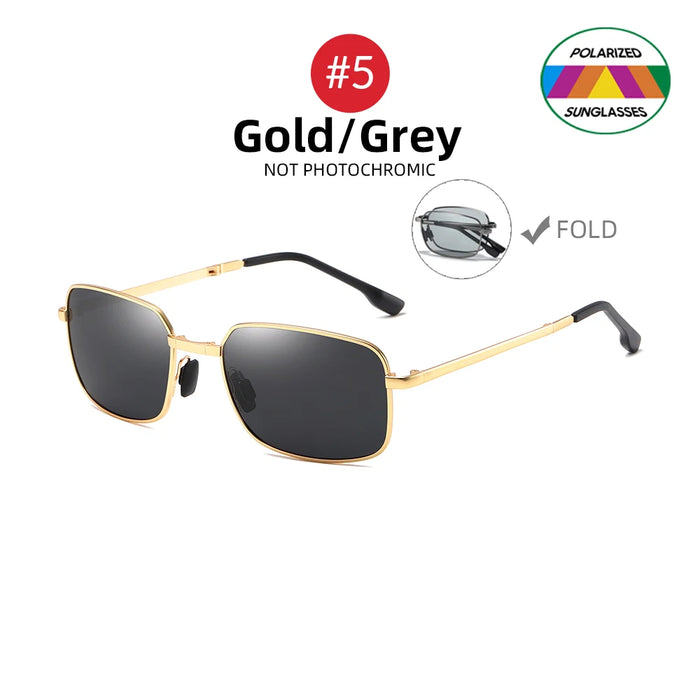 VIVIBEE Gafas de Sol Plegables Fotocromáticas para Hombre con Lentes Polarizadas Rectangulares de Metal, Gafas de Sol Masculinas para Verano 2026, Productos en Tendencia