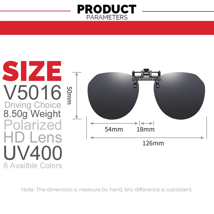 VIVIBEE Big Size Flip Up Clip on Sunglasses Polarized Gradient Grey Lens Oversized Driving UV400  Fishing Accessory