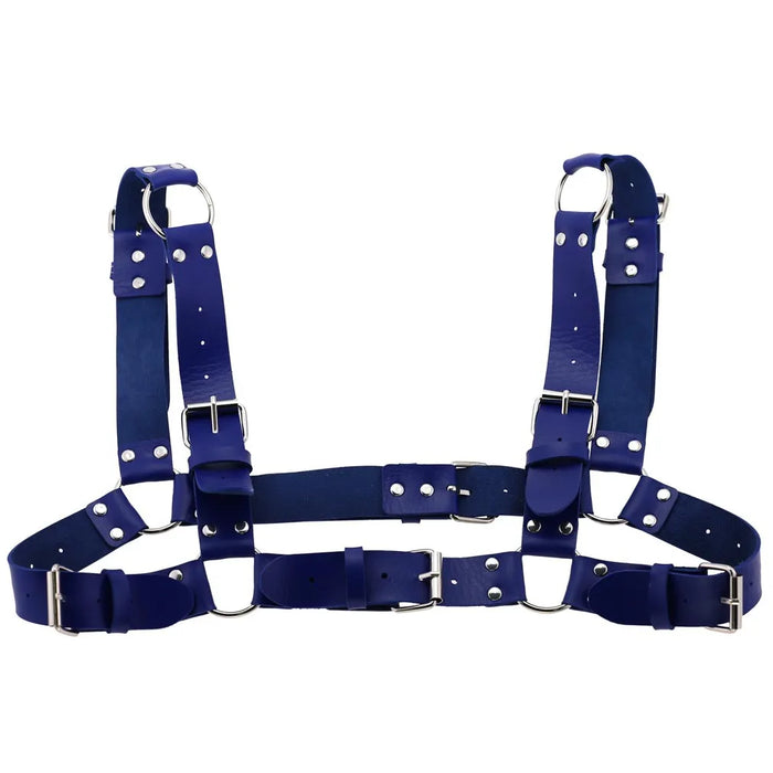 Women Men Sexy Punk Chest Harness Adjustable Caged Metal Body Chain PU Leather Choker Statement Necklace Party Clubwear