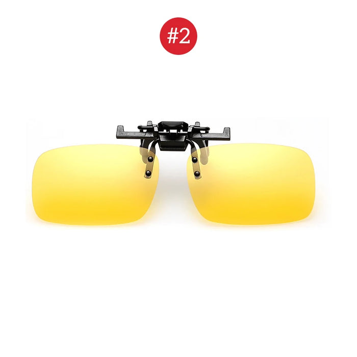 VIVIBEE Men Polarized Flip Up Clip on Sunglasses Black Driving UV400 Women Square S M L Goggles Night Vision Fishing Glasses