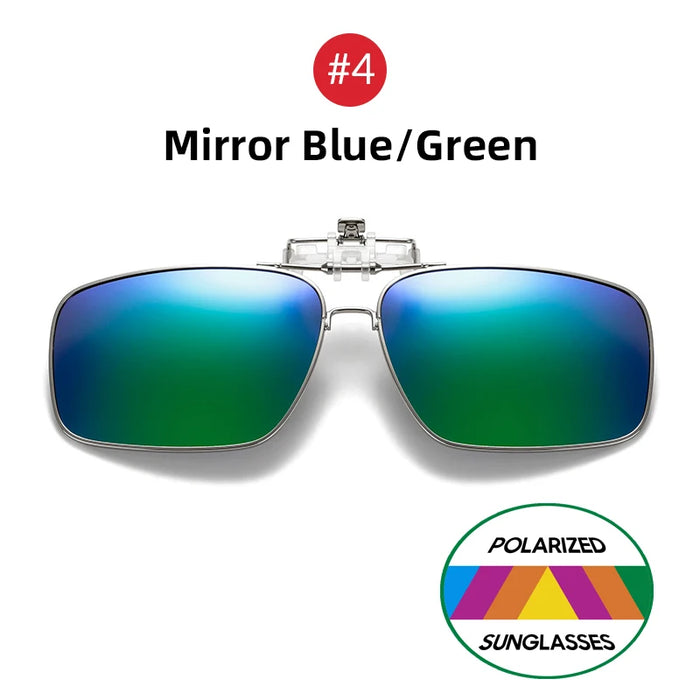 VIVIBEE Mens Metal Clip on Sunglasses Polarized Eyeglasses UV400 Women Square Night Vision Driving Sun Glasses